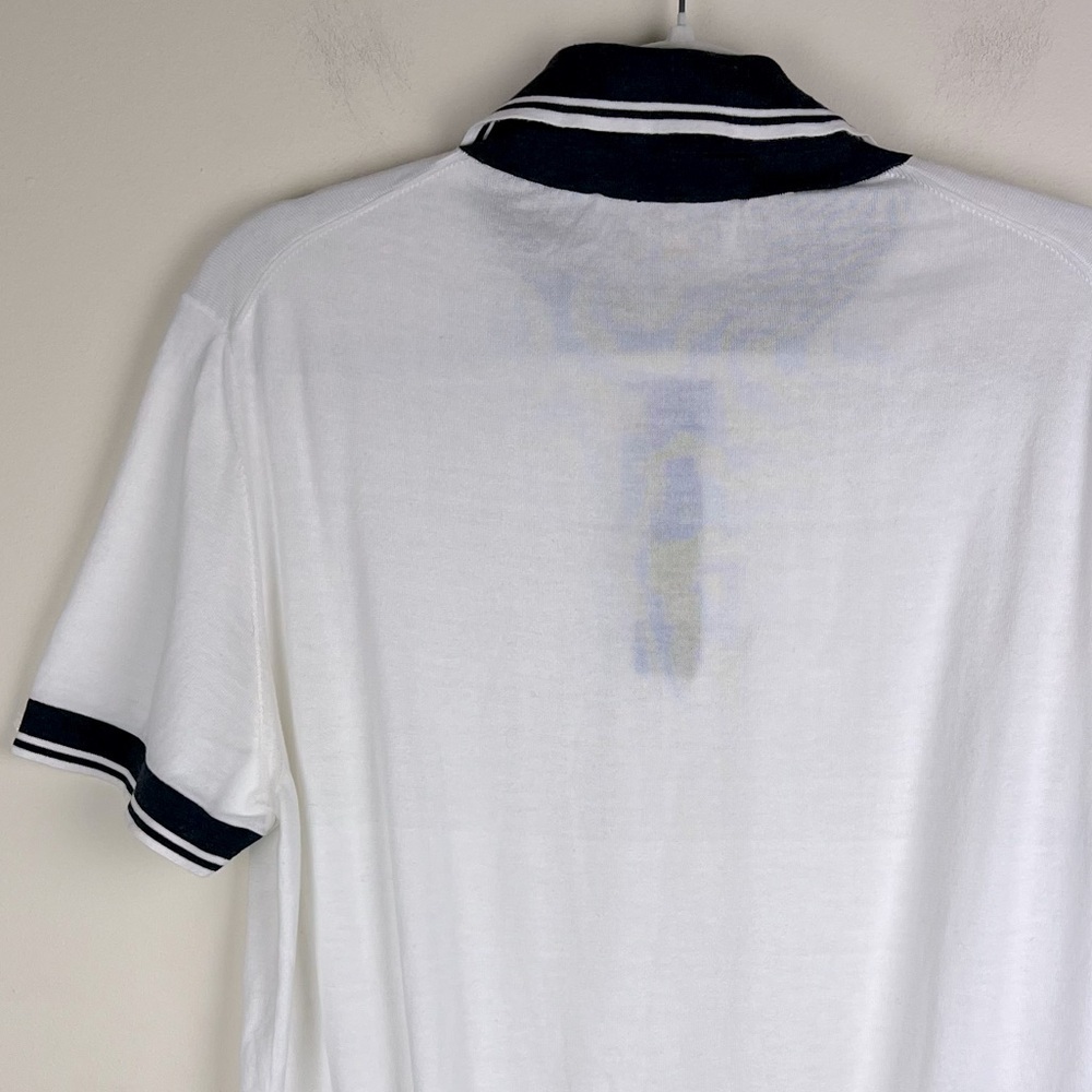 Michele Negri Italian Lightweight Knit Nautical Preppy Quiet Luxury Polo Shirt M - Picture 6 of 8